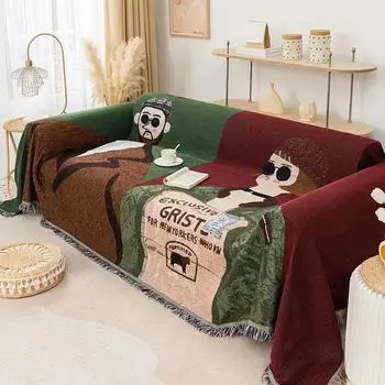Чехол на диван, тканевое вязаное одеяло, покрывало на кровать, одно одеяло, многоцелевой диван, полотенце, наволочка, ленивый пылезащитный чехол 130*180cm