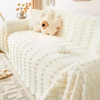 Чехол на диван, тканевый, кремовый, ветер, зимний, утолщенный флисовый кожаный чехол для дивана, новинка 2024, теплая подушка для дивана 180*130