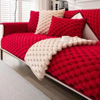Чехол на диван в скандинавском стиле с черепаховой спинкой, плюшевый плед, Нескользящий утолщенный чехол для гостиной, в форме печенья, диванная подушка, подлокотник, спинка, полотенце 70x70cm 1pcs бежевый