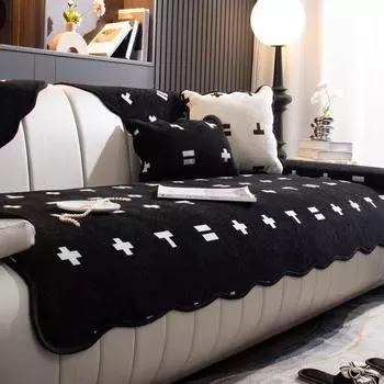 Чехол на диван в скандинавском стиле, утепленный мягкий диванный коврик для гостиной, Нескользящий моющийся диван, полотенце, спинка, одеяло, домашний декор 70x70cm белый