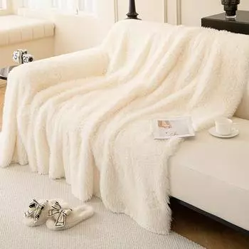 Чехол на диван, зимняя плюшевая подушка для дивана, простой современный однотонный универсальный универсальный кожаный чехол для дивана, утолщенное одеяло 180*130cm