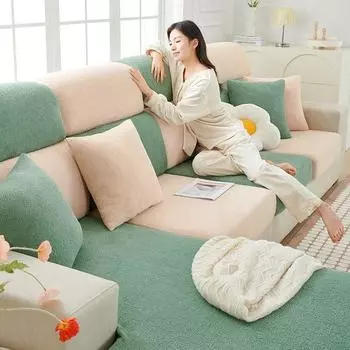 Чехол на диван, зимняя плюшевая подушка, утолщенный нескользящий чехол для дивана, универсальный для всех сезонов, простой, современный, легкий, роскошный, универсальный S