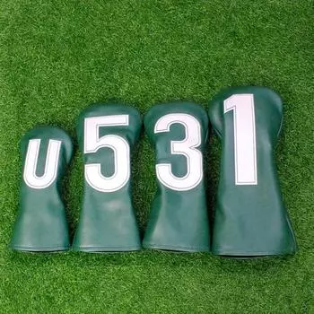 Чехол на голову из искусственной кожи для клюшки для гольфа, водостойкая износостойкая зеленая защита для головы в британском стиле, аксессуары для клюшки для гольфа 5