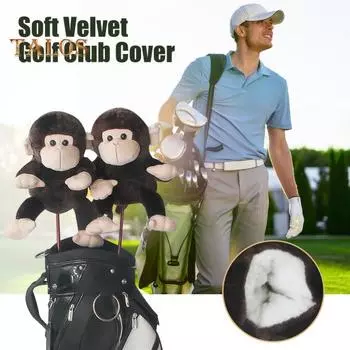 Чехол на голову клюшки для гольфа Monkey, плюшевый чехол на голову клюшки для гольфа Monkey Animal для Woods Drivers, аксессуары для гольфа коричневый