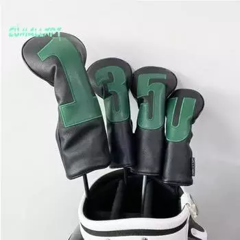 Чехол на голову клюшки из искусственной кожи — для водителей, фервеев, гибридов № 1/3/5/U, мягкая бархатная подкладка, защита головы клюшки U чёрный