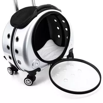 Чехол на колесиках для домашних животных, прозрачная космическая капсула, многоцелевая сумка для кошек с двумя плечами, большая вместимость, портативная сумка для маленьких собак роза розовый