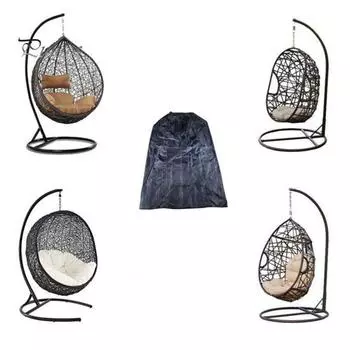 Чехол на кресло-яйцо для патио с застежкой-молнией, водонепроницаемый, устойчивый к УФ-излучению чехол на шнурке, устойчивый к атмосферным воздействиям, наружный плетеный чехол на кресло-качели в виде яйца S серебряный