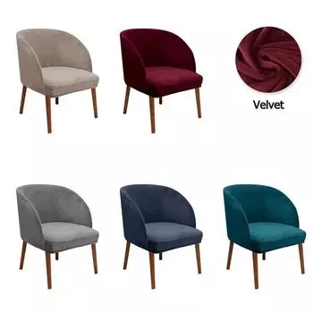 Чехол на кресло Velvet Armchair Stretch Dining Chair Slipcovers Accent Curved Office Chairs Covers Elastic House De Chaise Seat Case Home 1pc