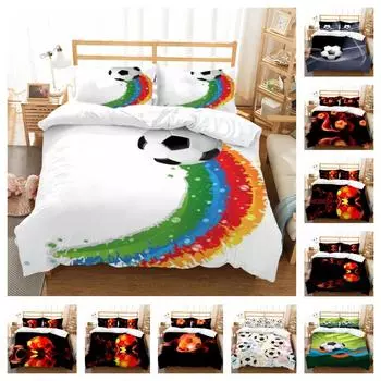 Чехол на кровать, футбольное постельное белье, креативное детское одеяло для мальчиков и девочек, комплект пододеяльников, домашний текстиль для девочек и женщин, спальня UK Single 135x200cm
