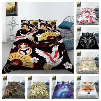 Чехол на кровать с 3D животным принтом, постельное белье из трех предметов, удобный дышащий комплект постельного белья для дома, спальни, детей, пододеяльник Single 135x200cm