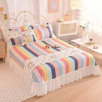 Чехол на кровать в Корейском стиле в стиле принцессы, противоскользящий утолщенный чехол на кровать с татами, моющийся чехол на кровать круглый год Only pillowcases*2