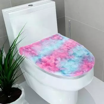Чехол на крышку унитаза, мягкий, плюшевый, цветной, для ванной комнаты, подушка для сиденья унитаза, нескользящая, универсальная, бархатная, коврик для унитаза