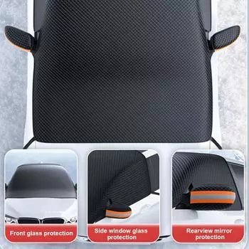 Чехол на лобовое стекло для льда и снега, автомобильный чехол, водонепроницаемый, всепогодный, магнитный, ветрозащитный, огнестойкий чёрный