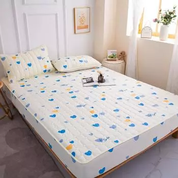 Чехол на матрас, толстое стеганое сшитое постельное белье, постельное белье с принтом, большая нескользящая простыня, пылезащитный чехол (Без наволочки) 90x200cm