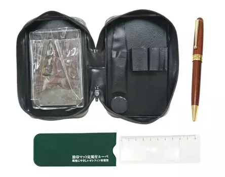чехол на молнии с ковриком для штамповки и линейкой с увеличительным деревянным корпусом, ретро вращающаяся шариковая ручка Exa, 2 шт., стекло, ручка, EXPVC-NSR-1455-2