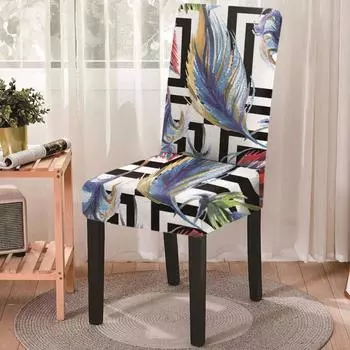 Чехол на обеденный стул с геометрическим принтом, эластичный чехол на стул с крестом для кухонных табуретов, чехлы на сиденья для домашней вечеринки, украшение Universal Size