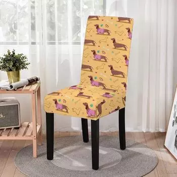 Чехол на обеденный стул с милым собачьим принтом, чехол для стула с животными, кухонные табуреты, чехлы на сиденья, защитное украшение для домашнего отеля, банкета Universal Size