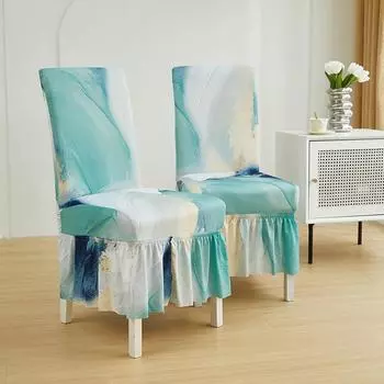 Чехол на обеденный стул в винтажном стиле из 2 предметов с оборками, эластичный чехол на стул с высокой спинкой, нескользящий пылезащитный растягивающийся чехол на стул 2PCS