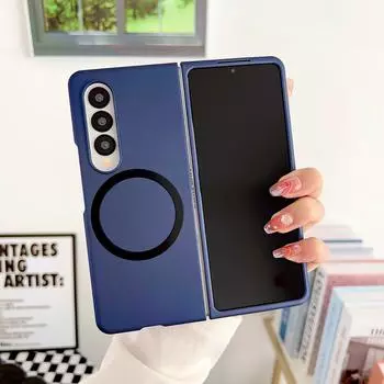 Чехол на ощупь для Samsung Galaxy Z Fold 3 4 Fold4 для Magsafe, магнитная беспроводная зарядка Zfold3, защитный противоударный чехол For Samsung Z Fold 4 розовый