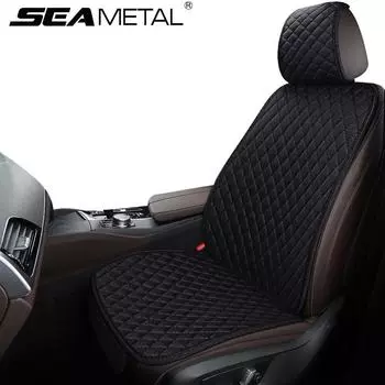 Чехол на переднее сиденье автомобиля SEAMETAL из льна, дышащая льняная подушка для сиденья автомобиля, противоскользящая защита для автомобильного кресла, универсальная для седана и внедорожника 1pc front seat чёрный