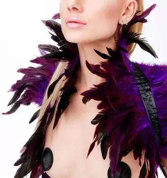 Чехол на плечо с фиолетовыми перьями TU прозрачный