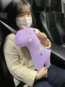 Чехол на плечо с плюшевым ремнем безопасности в виде динозавра-единорога - милое мультяшное украшение для автомобилей dinosaur зелёный