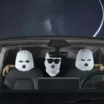Чехол на подголовник автомобильного сиденья Балаклава с 3 отверстиями, полное покрытие на Хэллоуин, Рождество, забавное украшение для автомобиля, универсальное для Tesla, BMW, Benz, Nissan чёрный