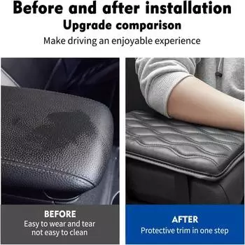 Чехол на подлокотник автомобиля из искусственной кожи, многоцветная центральная консоль с вышитыми волнами, защитная подушка для сиденья автомобиля, поддержка рук чёрный