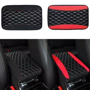 Чехол на подлокотник автомобиля, кожаный, для центральной консоли, салона, универсальная подставка для автомобиля, мягкие аксессуары, обивка для автомобиля, защитный чехол I7L3 красный