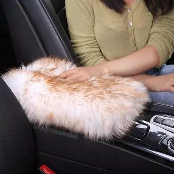 Чехол на подлокотник автомобиля, подлокотник, искусственная шерсть, подушка для сиденья, аксессуары для салона автомобиля, нескользящая, теплая, для центральной консоли, зимняя