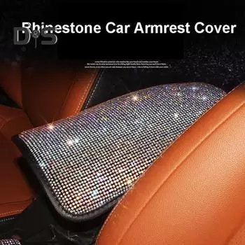 Чехол на подлокотник автомобиля со стразами, универсальная прямоугольная эластичная лента, защитная накладка для центральной консоли, подушка, коврик, аксессуары для салона автомобиля
