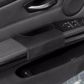 Чехол на подлокотник двери из натуральной кожи для BMW 3 серии E90 2005-2011, подлокотник двери со стороны водителя, ручка, наклейка на панель LHD driver Black