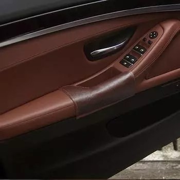Чехол на подлокотник двери из натуральной кожи для BMW 5 серии F10 F18 2011-2017, панель ручки подлокотника левой двери со стороны водителя чёрный
