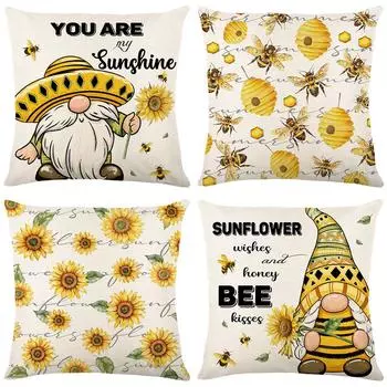 Чехол на подушку Bee Day Plant Flower Чехол на диванную подушку для гостиной и спальни Украшение на подушку Чехол 45*45cm JYM437-1