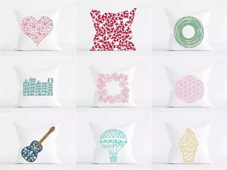 Чехол на подушку для дивана для гостиной, роскошное украшение для дома, наволочка с милым цветочным принтом в форме гитары в форме сердца 40x40cm