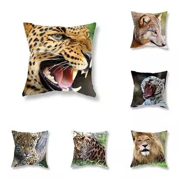 Чехол на подушку для дивана для гостиной, роскошное украшение для дома, наволочка с изображением льва, тигра, леопарда, наволочка с животным 40x40cm