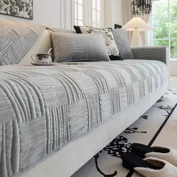 Чехол на подушку для дивана из бархата, подушка для сиденья, всесезонный современный однотонный хлопковый противоскользящий чехол для дивана 70X70cm 1pc