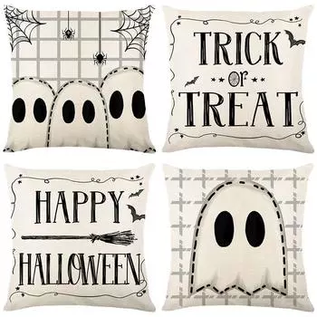 Чехол на подушку для дивана на Хэллоуин с забавными буквами феи, чехол для подушки из льна с принтом, чехол для подушки в спальню 45*45cm JYM470-1