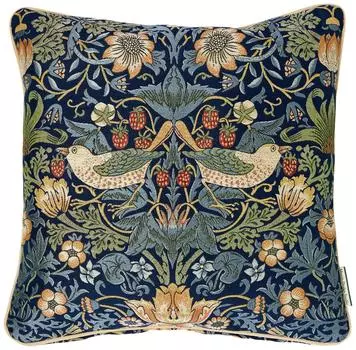 Чехол на подушку для спинки Kawashima Textile Cercon Morris Design Studio Strawberry Thief Blue LL1710 4545 см