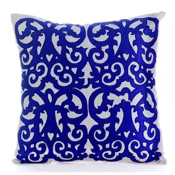 Чехол на подушку HomeCentric, синий чехол на подушку, арабская аппликация, турецкие наволочки, наволочки с цветочным узором, дамасские - Royal Treatment 14 x 14 inch синий