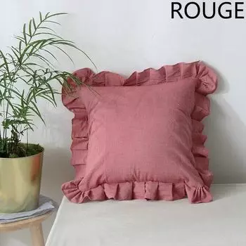 Чехол на подушку из хлопка Чехол на подушку Чехлы на подушки для дивана, кресла, однотонный, с оборкой 45 см HomeDecor 45*45cm