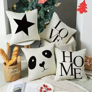 Чехол на подушку из льна «Панда» для автомобиля, гостиной, дивана, спальни, домашнего декора 40x40 45x45 50x50 60x60 Наволочка 400mm*400mm