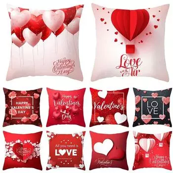 Чехол на подушку ко Дню святого Валентина, наволочка с красным сердцем, диван 40x40cm