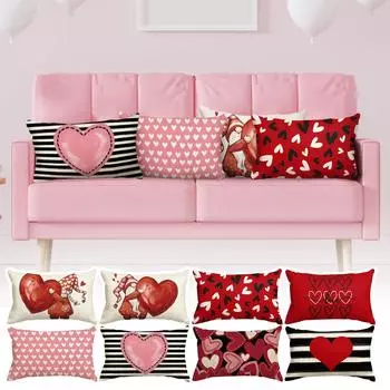 Чехол на подушку ко Дню святого Валентина, полосатый чехол на подушку ко Дню святого Валентина, украшение для дивана One Size