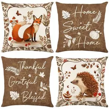 Чехол на подушку на День благодарения с принтом из льна и животных, чехол для гостиной, дивана, украшение для дома 45*45cm JYM457-1