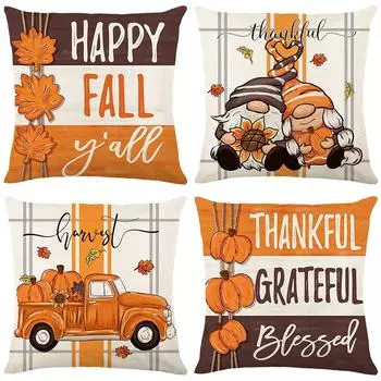 Чехол на подушку на День благодарения с принтом в виде желтого кленового листа, чехол для диванной подушки, чехол для подушки в спальню 45*45cm JYM447-1