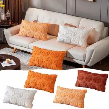 Чехол на подушку на Хэллоуин, плюшевая подушка, веселое праздничное украшение, чехол для дивана в гостиной One Size кофейный