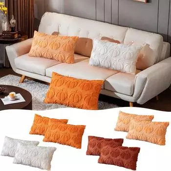 Чехол на подушку на Хэллоуин, плюшевая подушка, веселое праздничное украшение, чехол для дивана в гостиной One Size белый