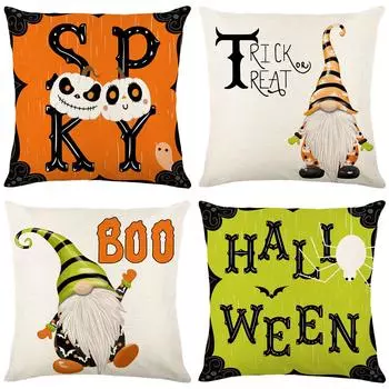 Чехол на подушку на Хэллоуин с принтом алфавита, льняной домашний декор, чехол для дивана, наволочка для спальни 45*45cm JYM333-1