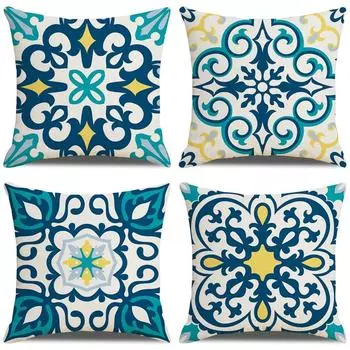 Чехол на подушку, наволочка из хлопка и льна с геометрическим принтом для дивана, домашний декор 18 дюймов A-45x45CM